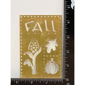 2007 LASTING IMPRESSIONS Fall Brass Stencil Autumn Corn Leaf Pumpkin L9537
